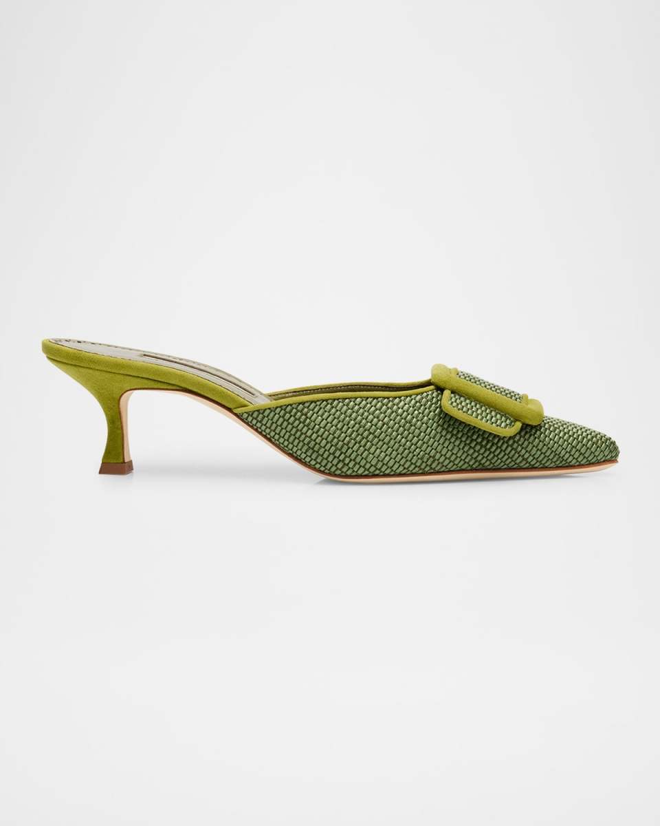 Maysale Woven Buckle Mule Pumps